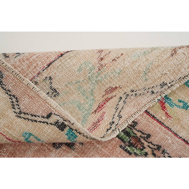 1970s 1970s Vintage Turkish Handmade Wool Cotton Pink Area Rug For Sale - Image 5 of 12