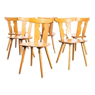 Blonde Dining Chairs, Alsace, 1950s, Set of 6 For Sale