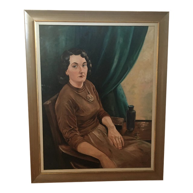 Portrait of a Lady, Joe Yaegar Oil Painting, Framed For Sale