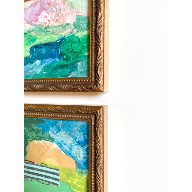 Pair of Soft Mini Landscapes With Matching Frames For Sale - Image 4 of 4