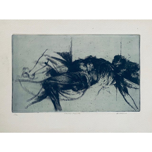 Robert A. Birmelin, Falling Figure, American Modernist Abstract Etching For Sale