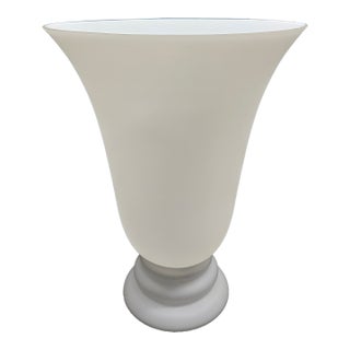 Mid-Century CVV Vianne White French Glass Table Lamp With Original Sticker For Sale