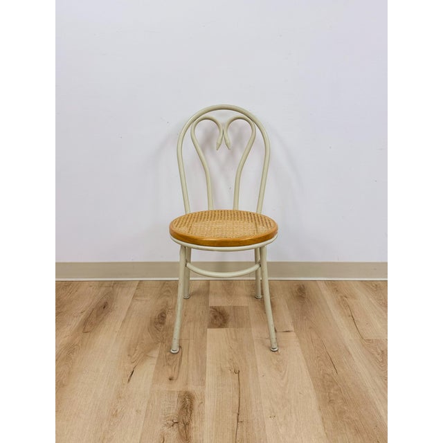 White Metal "Bentwood" Cane Seat Accent Chair Vintage MCM Coastal Boho For Sale - Image 4 of 10