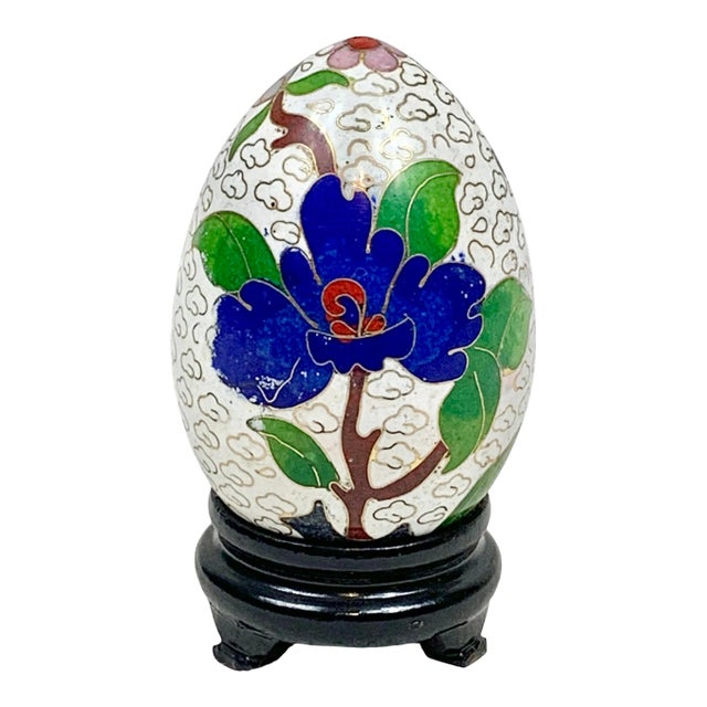 Vintage Cloisonné Egg With Stand For Sale