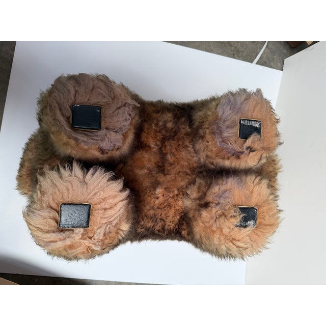 Park Ave Scully & Scully Plush Bear Lambs Wool Foot Stool Ottoman 1950s Luxury For Sale - Image 4 of 14