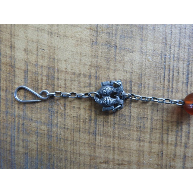 Silverplate Carnelian and White Jade Charm Bracelet For Sale - Image 4 of 6