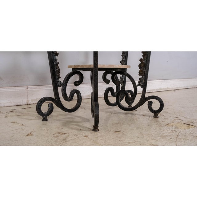 Marble Top Iron & Bronze Base French Console Table For Sale - Image 12 of 17
