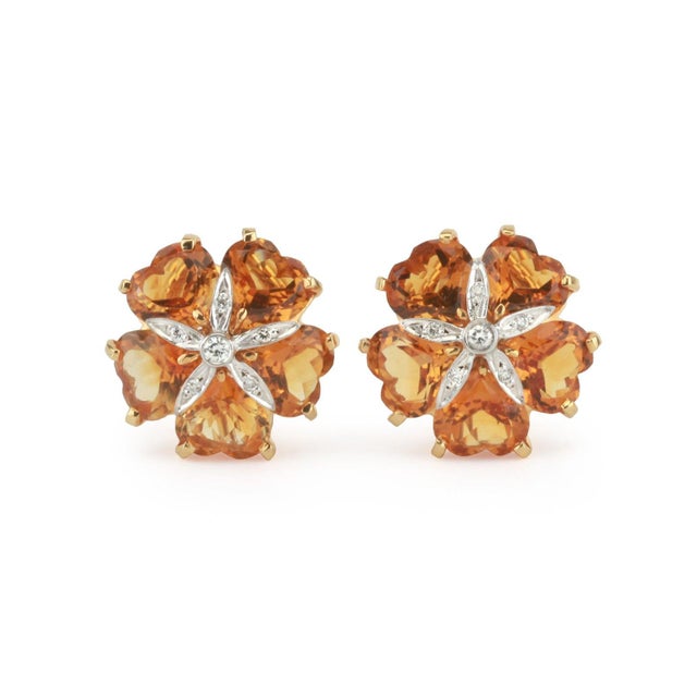 Christina Addison 18kt yellow gold sand dollar earrings with citrine (approximately 20 cts) and diamonds weighing 0.30...