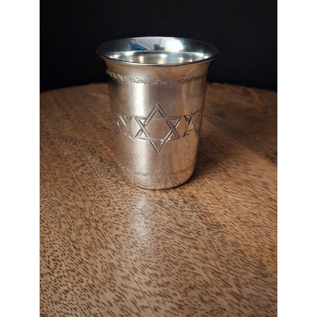 Vintage Sterling Silver Kiddush Cup Star of David Engraved Judaica Tumbler For Sale In Boston - Image 6 of 18