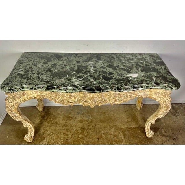 Wood French Carved Louis XV Style Console With Marble Top For Sale - Image 7 of 16