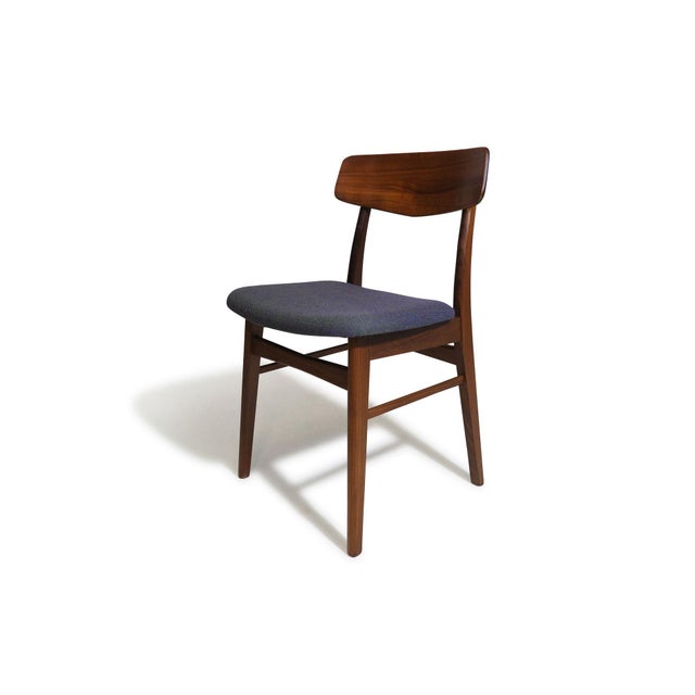 Mid 20th Century Set of Six Mid-Century Danish Teak Dining Chairs in Purple Wool Textile For Sale - Image 4 of 12