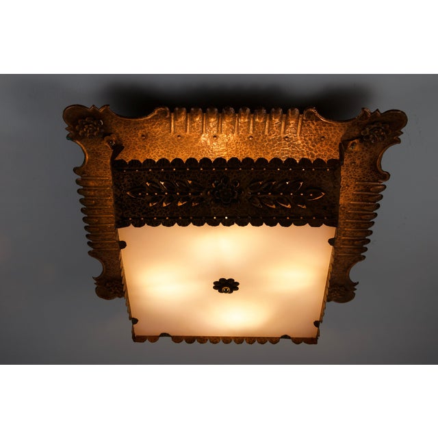 Art Deco Copper and Acrylic Glass Flush Mount, 1930s, Germany For Sale - Image 11 of 15