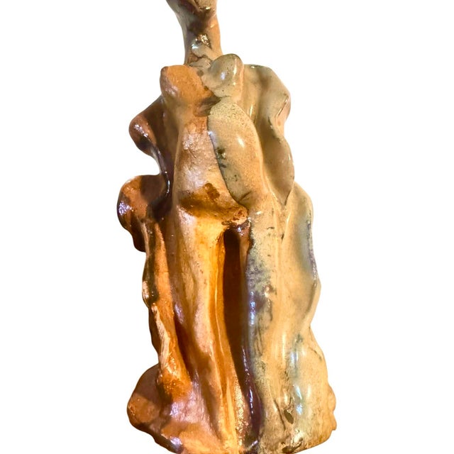 Late 20th Century Raku Fired Pregnant Mother & Child Abstract Modernist Clay Sculpture | Fertility Reimagined For Sale - Image 10 of 12