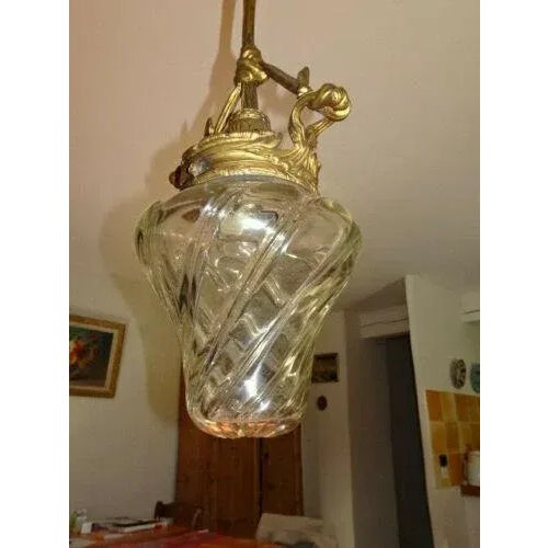 A beautiful French Napoleon III c1870 Antique attributed to Baccarat Crystal and Gilt Bronze Ceiling Fixture/ Lantern...