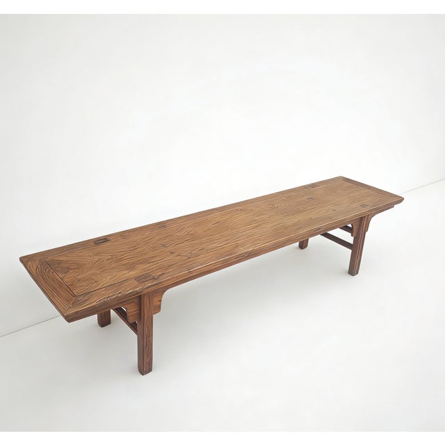 Chinese Vintage 84" Long Elm Bench For Sale - Image 3 of 3