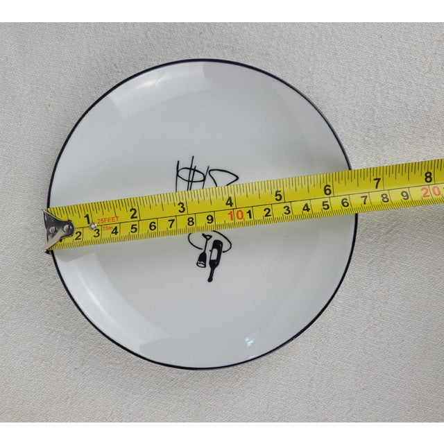 Crate & Barrel Ceramic Party Plates Appetizer Whimsical Lounge Scenes Set of 6 For Sale - Image 10 of 11