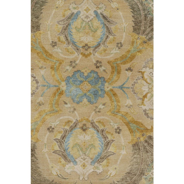 Modern Rug & Kilim’s Polonaise Style Rug in Beige With Gold and Blue Floral Patterns For Sale - Image 3 of 7