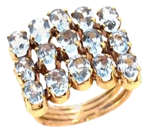 14 Karat Yellow Gold Blue Topaz Three-Tier Ring