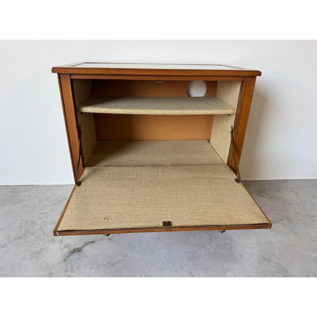 Brown 1970’s Vintage Paneled Front Wood Small Bar Cabinet With Marble Top For Sale - Image 8 of 12