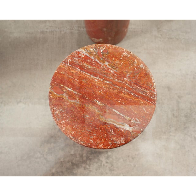 Mario Bellini Colonnato Persian Red Travertine Glass Dining Table For Sale - Image 9 of 18