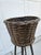 40s Round Rattan Wicker Basket Planter Spindle Legs For Sale - Image 10 of 12