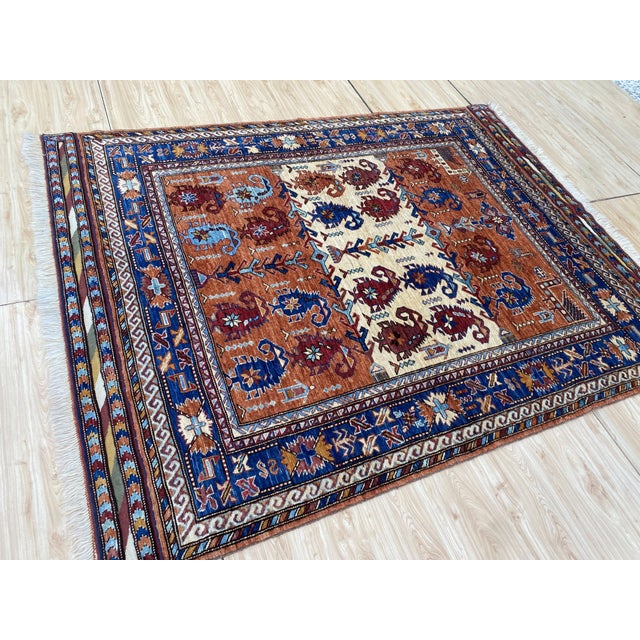 Rust Kazak Style Hand-Knotted Wool Area Rug For Sale - Image 12 of 13