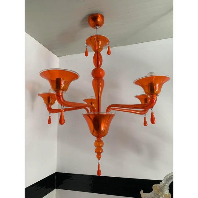 Orange Orange Translucent Glass Chandelier, Contemporary Design For Sale - Image 8 of 9