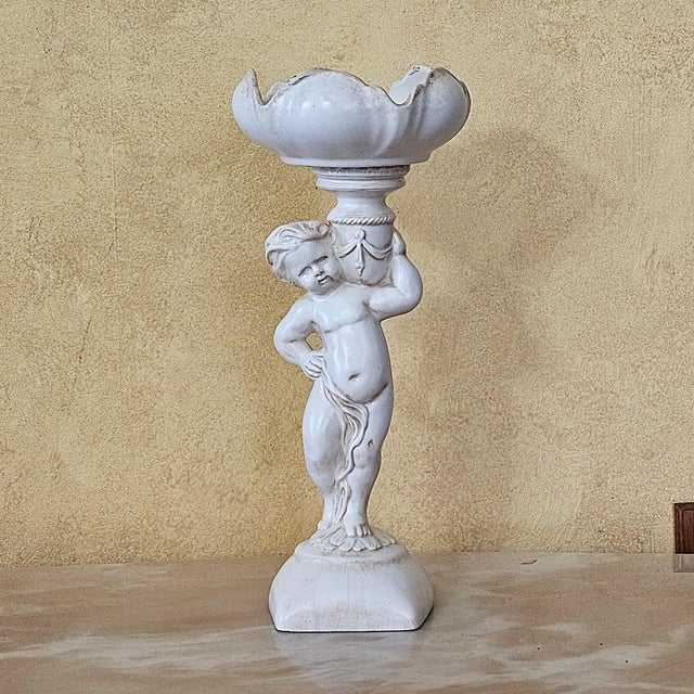 Shabby Chic 1960s Arnel’s Ceramic Cherub Pedestal Compote Bowl, Canby Oregon For Sale - Image 3 of 18