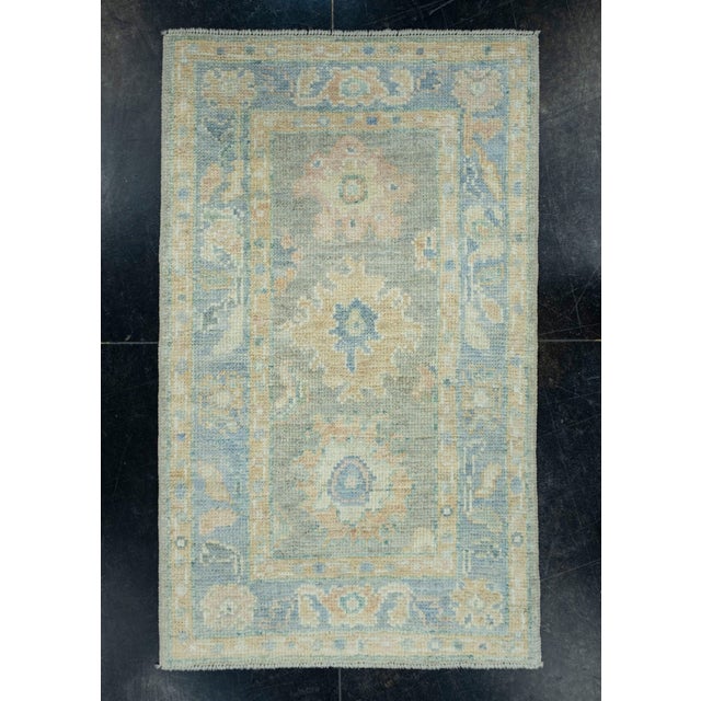 Gray Turkish Oushak Rug 2'1" x 3'6" #17305 For Sale - Image 8 of 8