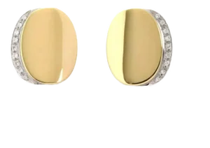 Roberto Coin Diamond 18k Two Tone Gold Oval Post Clip Earrings - 2 Pieces