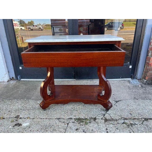 Antique 19th Century Classical Style Marble Top Side Table. Can be used as narrow console table Dovetail joint...