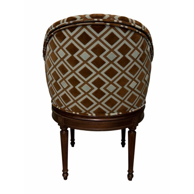 1990s 1990s Louis XVI Style Upholstered Swivel Chair For Sale - Image 5 of 6