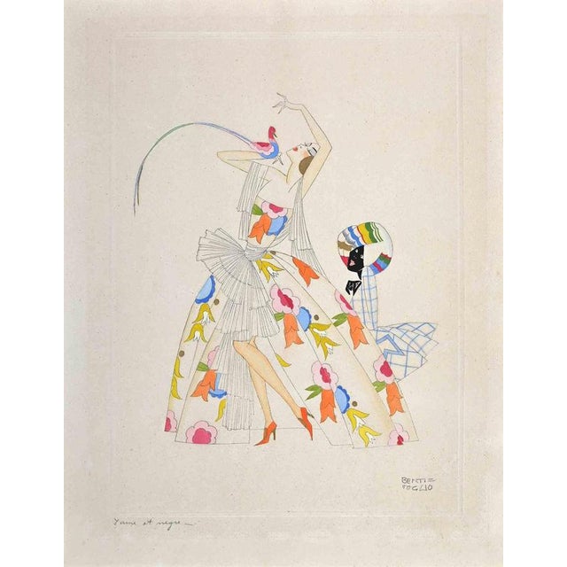 Woman is an original drawing in pencil, ink and watercolor realized by Cesare Bentivoglio in 1920s. Hand signed. Good...