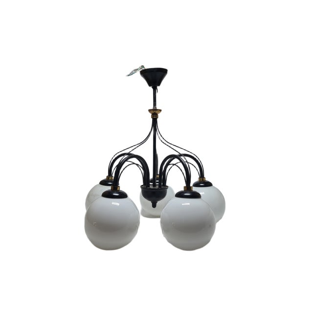 1970s Vintage Art Nouveau Chandelier, Poland, 1970s For Sale - Image 5 of 15