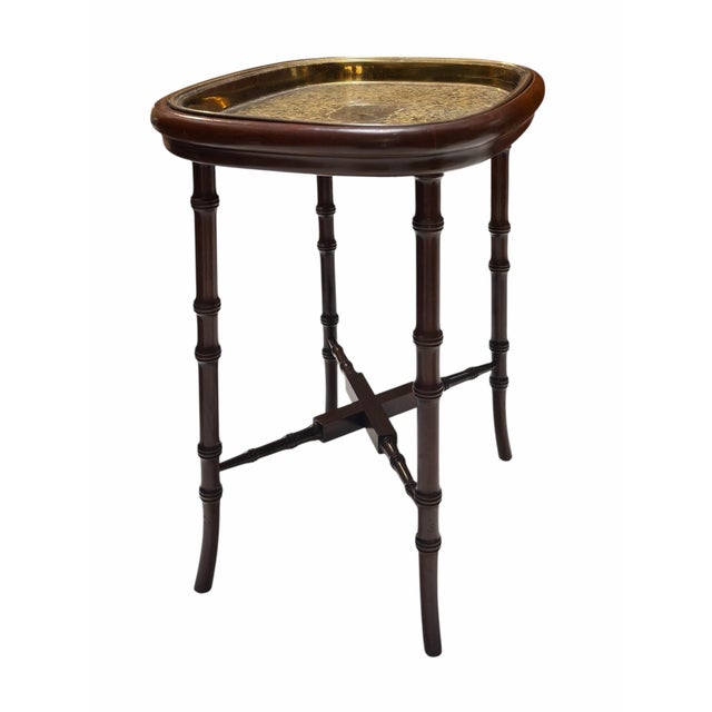 Regency Style Faux Bamboo Single Cocktail Tray Table For Sale - Image 4 of 5