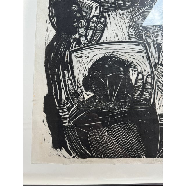 Black Vintage Abstract Figures Original Woodcut Print For Sale - Image 8 of 12