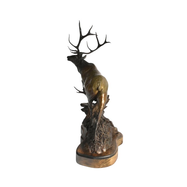 James Stafford "Flight" Bronze Elk Sculpture For Sale - Image 4 of 11