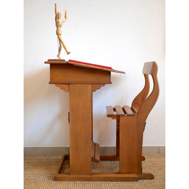 Vintage French Wooden School Desk, 1950s For Sale - Image 3 of 14