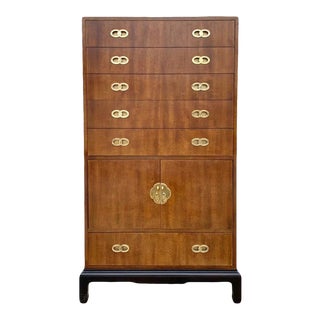 1960s Henredon Mindoro and Brass Armoire For Sale