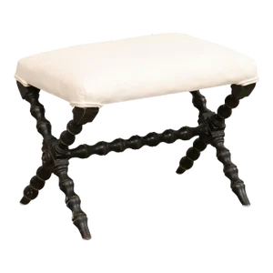 English 19th Century Stool with Turned X-Style Legs