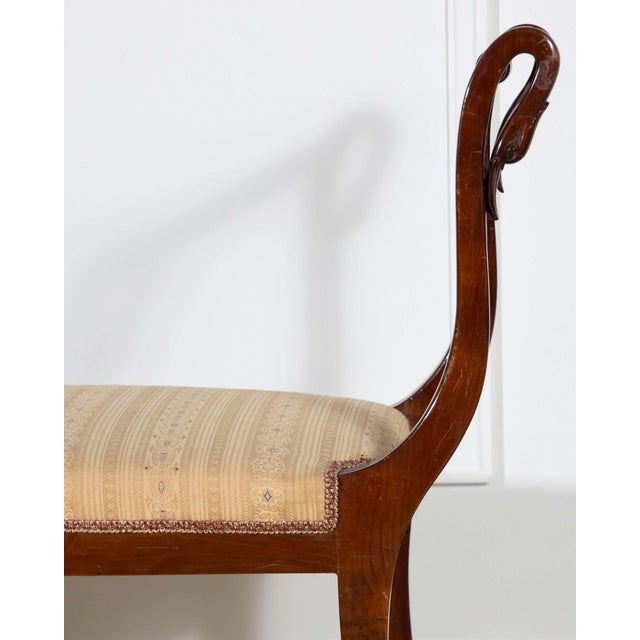 19th Century Neapolitan Empire Bench in Solid Mahogany with Swan Motifs For Sale - Image 9 of 9