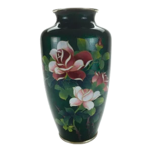 Vintage Rosebud Cloisonné Flower Vase Japan