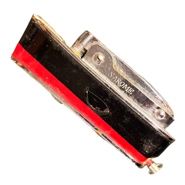 1960s MCM Novelty "Cruiser" Black & Red Cruise Ship Enameled Lighter by Sarome Japan For Sale - Image 4 of 8