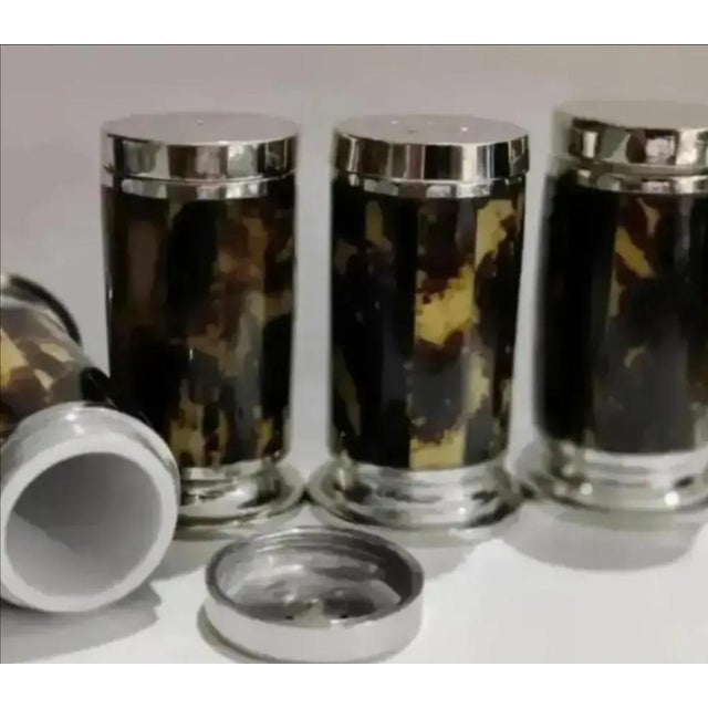 Art Deco Late 20th Century Lauren Ralph Lauren Wentworth Faux Tortoise Salt and Pepper Shakers- 4 Pieces For Sale - Image 3 of 7