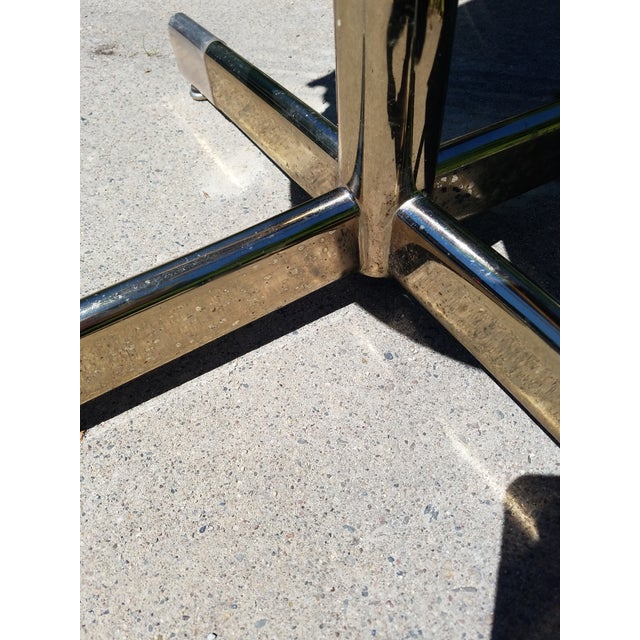 Mid-Century Modern Milo Baughman Brass Frame Swivel Base Bar Stools - a Pair For Sale - Image 9 of 13