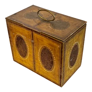George v English Tole Faux Satinwood Tea Caddy Biscuit Tin 1938