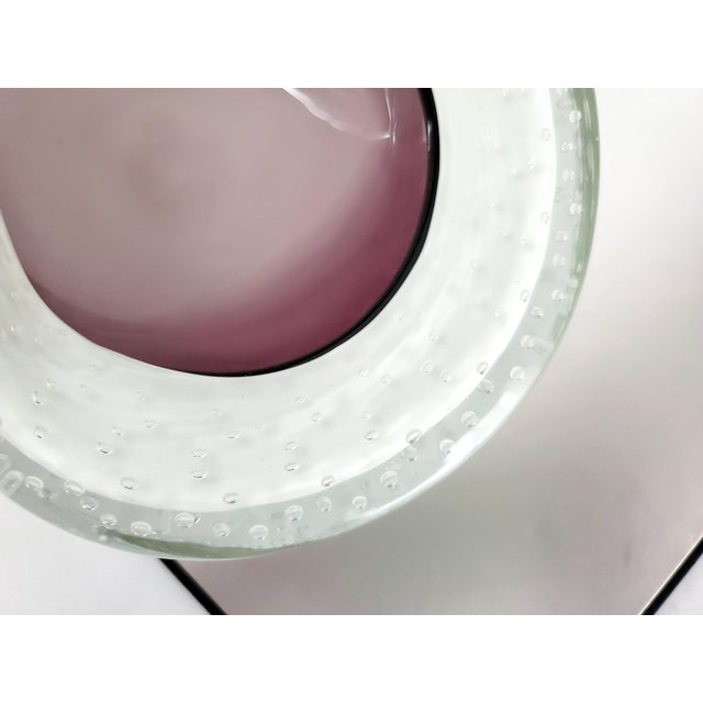 Eggplant Murano Bowl Lavender Eggplant 1950s Signed For Sale - Image 8 of 11