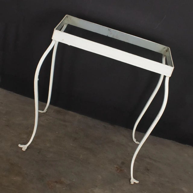 Vintage Hand Wrought Iron Rectangle Glass Top Side Table For Sale - Image 6 of 13