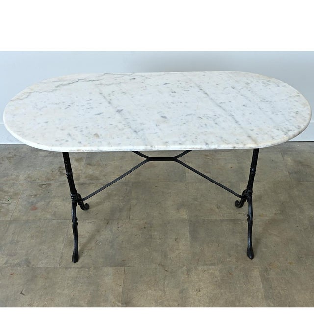 Early 20th Century French Marble Top Capsule Shape Bistro Table For Sale - Image 4 of 11
