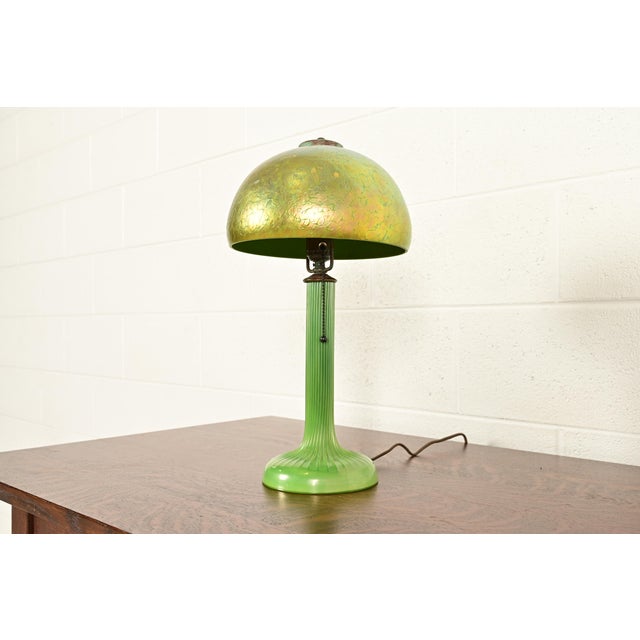 Art Deco Louis Comfort Tiffany Favrile Art Glass Table Lamp or Desk Lamp, Circa 1910 For Sale - Image 3 of 16